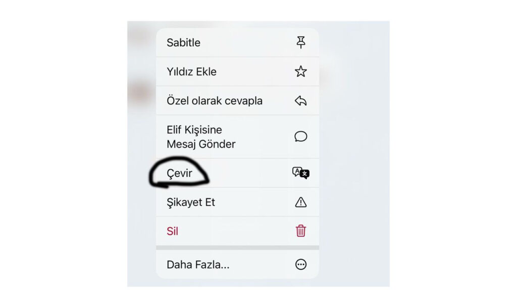 WhatsApp çeviri özelliği