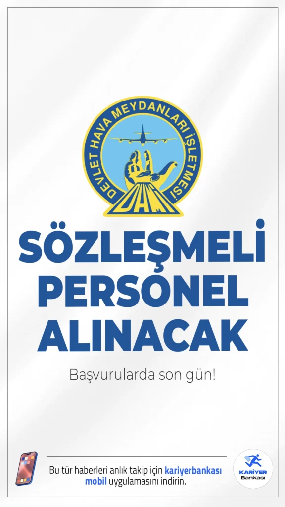 Devlet Hava Meydanları İşletmesi (DHMİ) Personel Alımı Başvuruları Sona Eriyor.Devlet Hava Meydanları İşletmesi Genel Müdürlüğü'ne (DHMİ) Asistan Hava Trafik Kontrolörü alımı başvuruları bugün(1 Ekim 2025) sona eriyor.İlgili alım duyurusuna göre adaylar, KPSS ve yabancı dil şartıyla değerlendirilecek. Başvuru yapacak adayların genel ve özel şartları taşıması gerekmektedir. İşte şartlar ve başvuru bilgileri..
