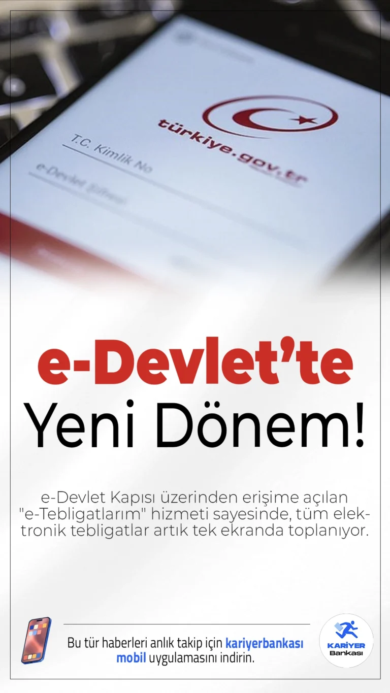 e-Tebligatlar Artık e-Devlet’te Tek Ekranda!e-Devlet Kapısı üzerinden erişime açılan "e-Tebligatlarım" hizmeti sayesinde, SGK, GİB ve PTT UETS üzerinden gelen tüm elektronik tebligatlar artık tek ekranda toplanıyor.