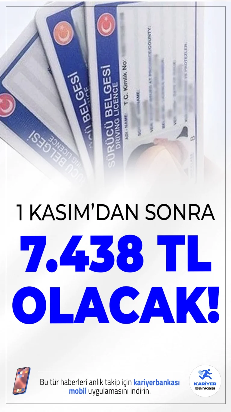 Eski Tip Ehliyetler 1 Kasım'dan Sonra Geçersiz Sayılacak.31 Ekim 2025'e kadar eski tip ehliyetler sadece 15 TL’ye yenilenebilecek. Bu tarihten sonra yeni ehliyet ücreti bazı sınıflarda 11 bin TL’yi aşacak.
