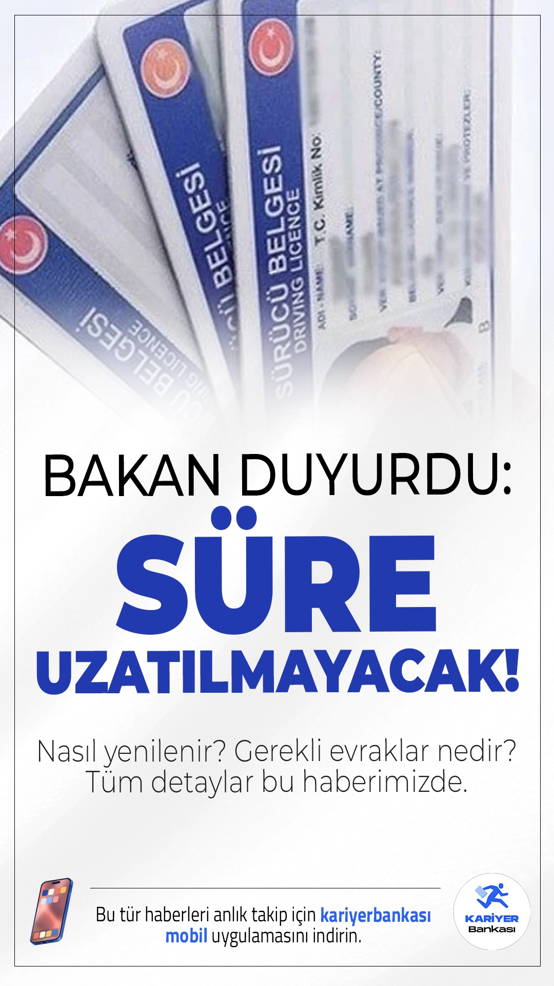Eski Tip Ehliyetleri Yenilemek İçin Son 21 Gün!Sürücü belgesini henüz yenilemeyenler dikkat! Eski tip ehliyetler 31 Ekim’den sonra geçersiz olacak. Süre uzatılmayacak.