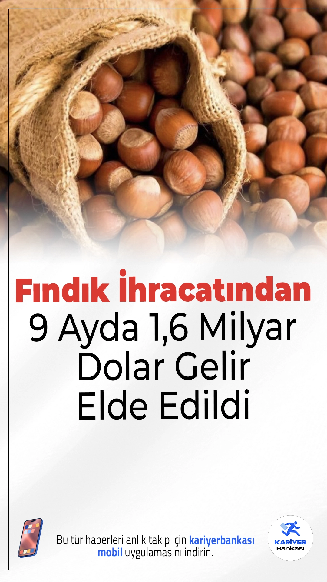 Fındık İhracatından 9 Ayda 1,6 Milyar Dolar Gelir Elde Edildi.Ocak-Eylül 2025 döneminde Türkiye, fındık ihracatından 1 milyar 610 milyon doları aşkın gelir sağladı.