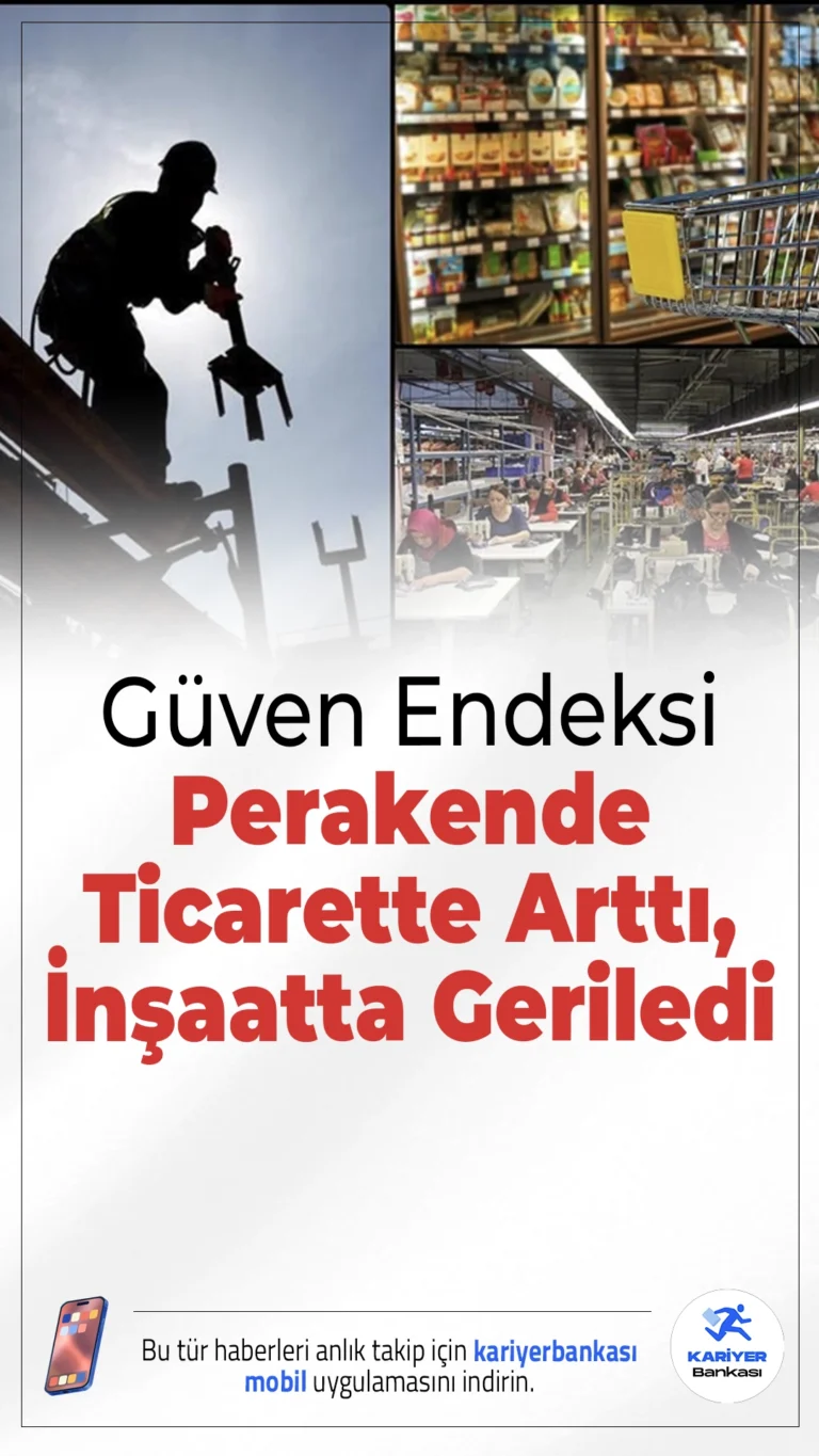 Güven Endeksi Perakende Ticarette Arttı, İnşaatta Geriledi.Türkiye İstatistik Kurumu (TÜİK) ekim ayına ilişkin güven endeksi verilerini açıkladı. Buna göre, güven endeksi hizmet ve inşaat sektörlerinde gerilerken, perakende ticaret sektöründe artış kaydedildi.