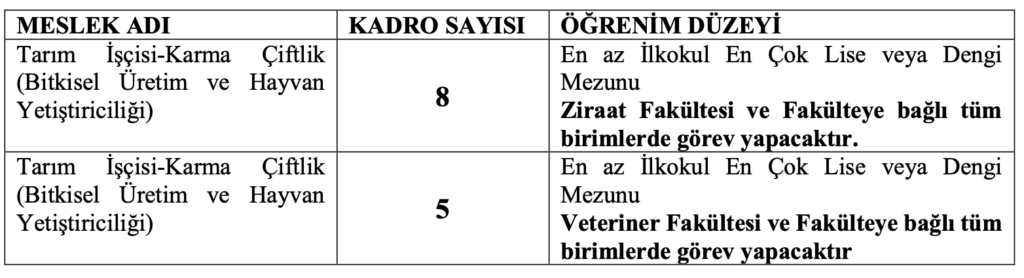 Selçuk Üniversitesi İşçi Alımı