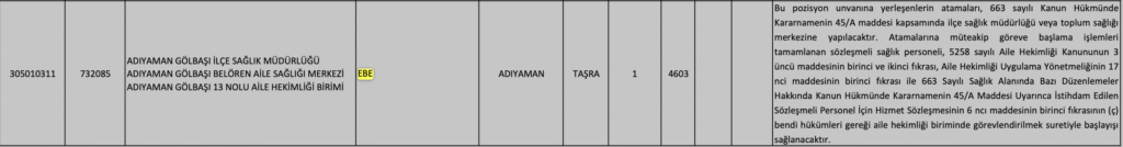 Sağlık bakanlığı 805 Ebe Alımı