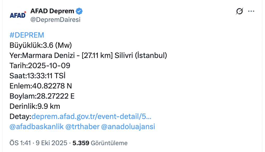 Silivri deprem