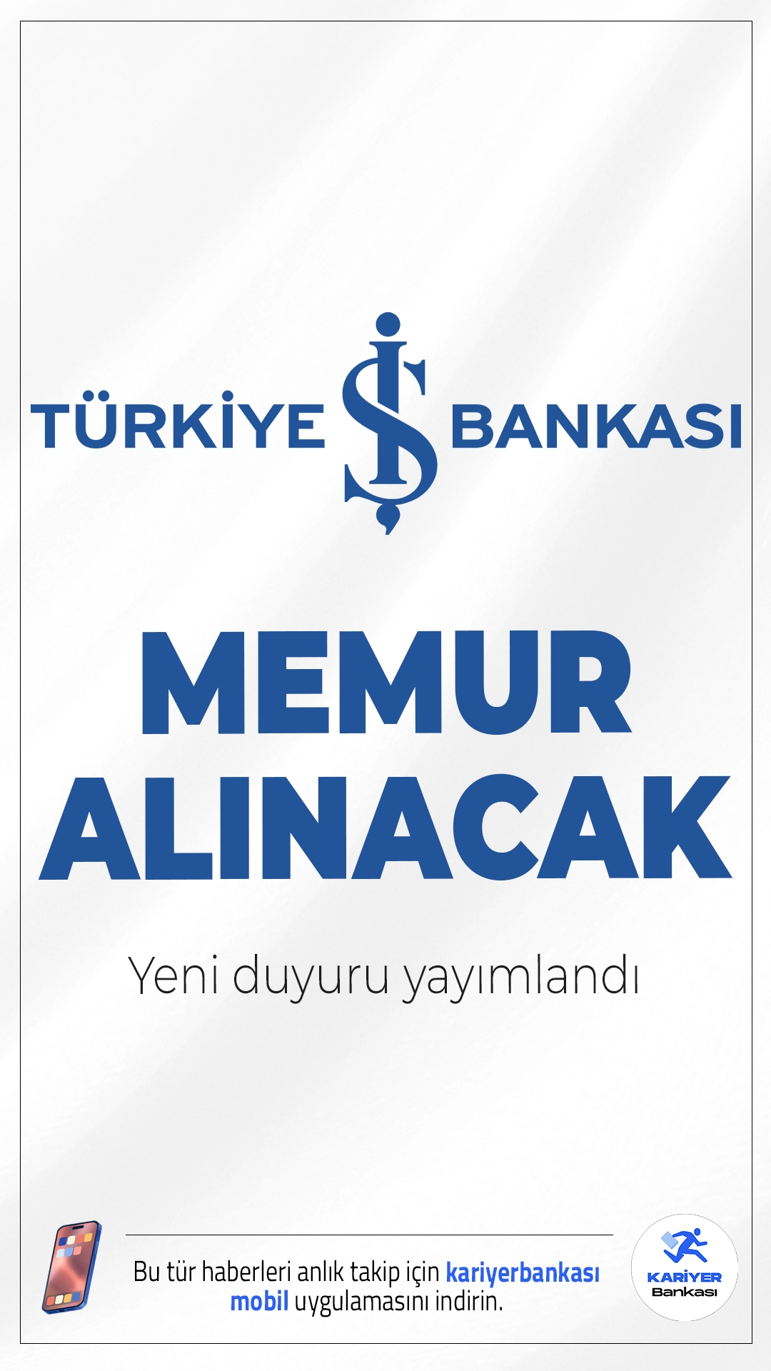 İş Bankası Memur Alımı Duyurusu Yayımlandı.İş Bankası, İstanbul genelindeki birçok ilçede bulunan şubelerinde görevlendirmek üzere memur alımı yapacağını duyurdu. İş Bankası sayfasından yayımlanan duyuruya göre başvurular 06 Ekim 2025 tarihine kadar devam edecek.İşte şartlar v e başvuru bilgileri..