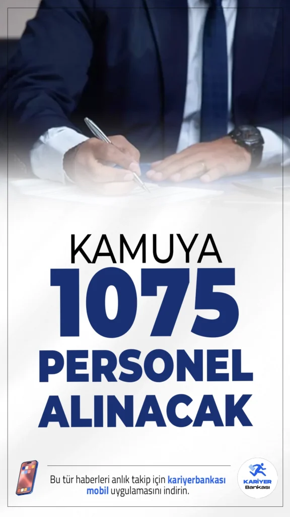 Kamuya 1075 Personel Alımı Resmi Gazete'de Yayımlandı.15 Ekim 2025 tarihli Resmi Gazete'de yayımlanan ilanlara göre Adalet Bakanlığı, İçişleri Bakanlığı, Tarım Bakanlığı (SUEN) ve Tokat Gaziosmanpaşa Üniversitesi bünyelerinde istihdam edilmek üzere toplamda 1075 memur ve sözleşmeli personel alımı yapılacak.