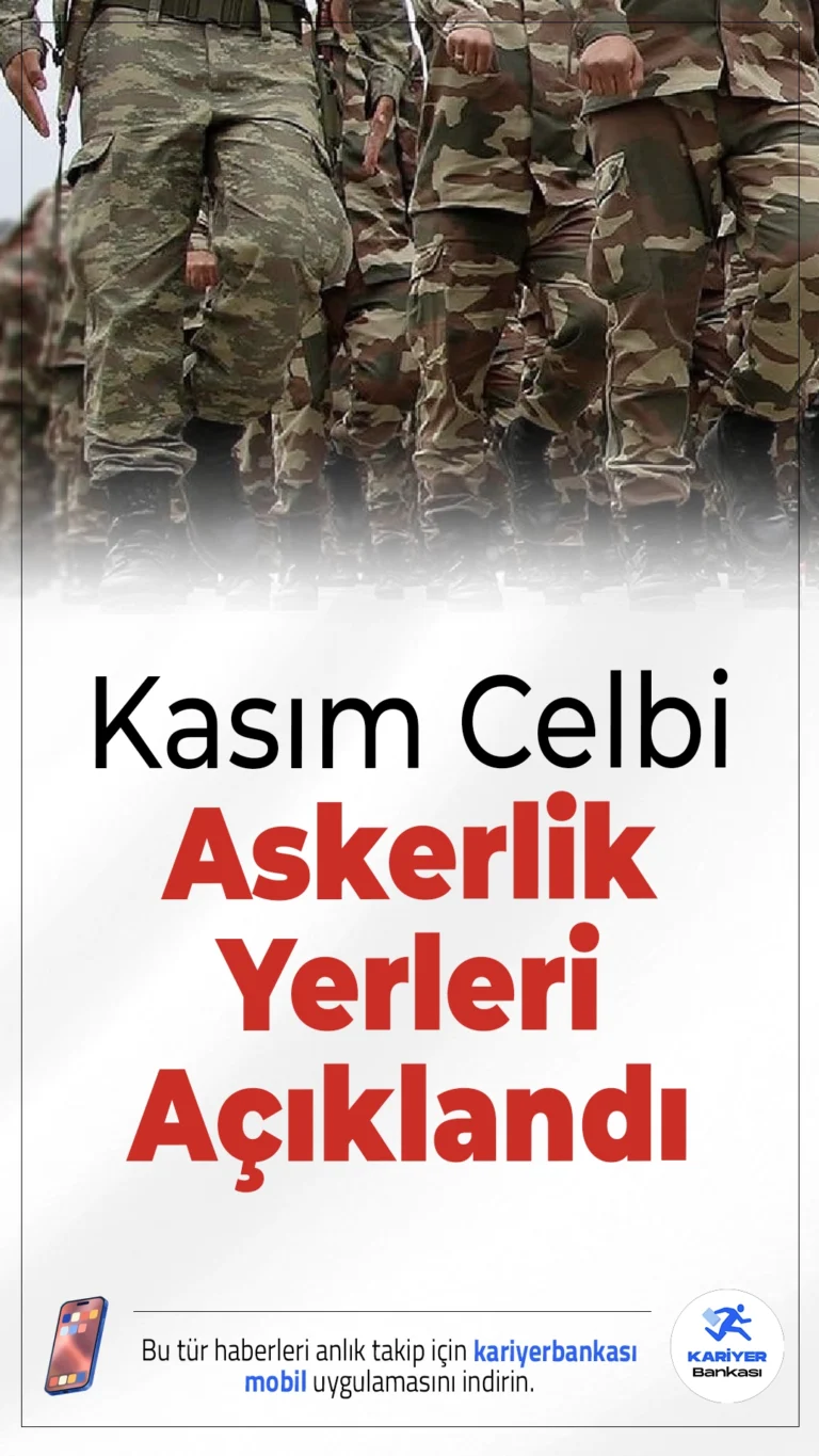 Kasım Celbi Askerlik Yerleri Açıklandı: e-Devlet’ten Hemen Sorgula.Kasım 2025 celbi kapsamında silah altına alınacak yükümlüler için askerlik yerleri 27 Ekim 2025 itibarıyla erişime açıldı. Milli Savunma Bakanlığı, askerlik sınıflandırma sonuçlarının e-Devlet üzerinden sorgulanabileceğini duyurdu.