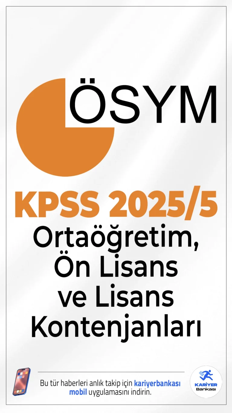 KPSS 2025/5 Ortaöğretim, Ön Lisans ve Lisans Kontenjanları.ÖSYM sayfasından yayımlanan tercih kılavuzuna göre, Sağlık Bakanlığına 15 bin 247 personel alımı kapsamında, merkezi atama ile ortaöğretim, ön lisans ve lisans mezunu adaylardan sözleşmeli personel alımı yapılacak. Tercih işlemleri 6 Ekim'de sona eriyor. Başvuru yapacak adayların genel ve özel şartların yanı sıra, istenilen nitelik kodlarınıda sağlaması gerekmektedir.