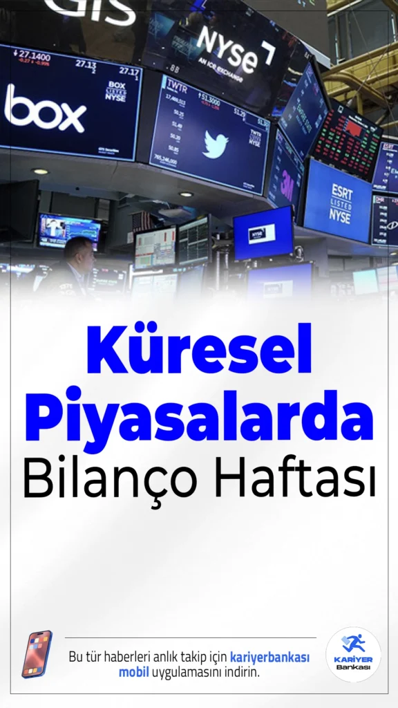 Küresel Piyasalarda Bilanço Haftası.Yeni haftada yatırımcıların gözü kulağı dev şirketlerin açıklayacağı bilançolarda olacak. Küresel piyasalarda bilanço takvimi oldukça yoğun geçecek.