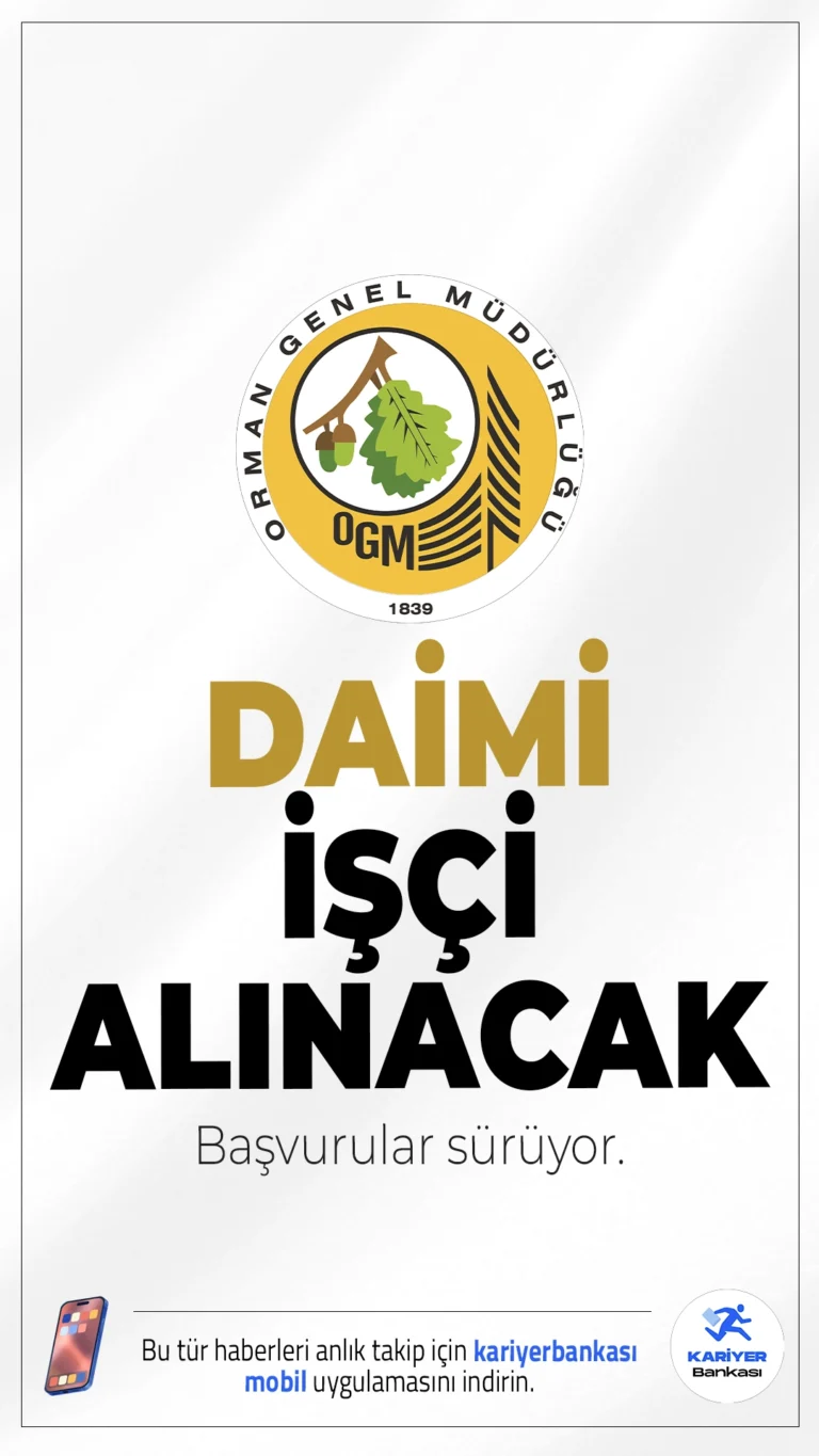 Orman Genel Müdürlüğü (OGM) 262 İşçi Alımı Başvuruları Sürüyor.İlgili alım duyurusuna göre, OGM taşra teşkilatlarında istihdam edilmek üzere 162 engelli ve 100 eski hükümlü/TMY statüsünde olmak üzere 262 daimi işçi alımı yapılacak. Başvurular 3 Ekim 2025 tarihinde sona erecek.Başvuru şartları ve diğer tüm detaylar bu haberimizde.