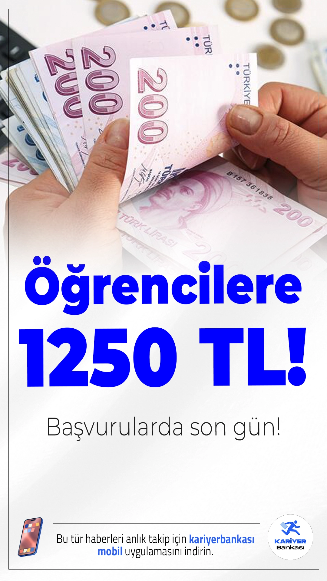 Öğrencilere 1250 TL Burs Başvuruları Sona Eriyor.Vakıflar Genel Müdürlüğü (VGM) tarafından 2025-2026 eğitim yılında devlet okulunda okuyan öğrencilere verilen, ayda 1.250 TL burs başvuruları bugün (15 Ekim 2025) sona eriyor.Başvuru yapacak öğrencilerin gün bitmeden başvurularını tamamlaması gerekmektedir. İşte şartlar..
