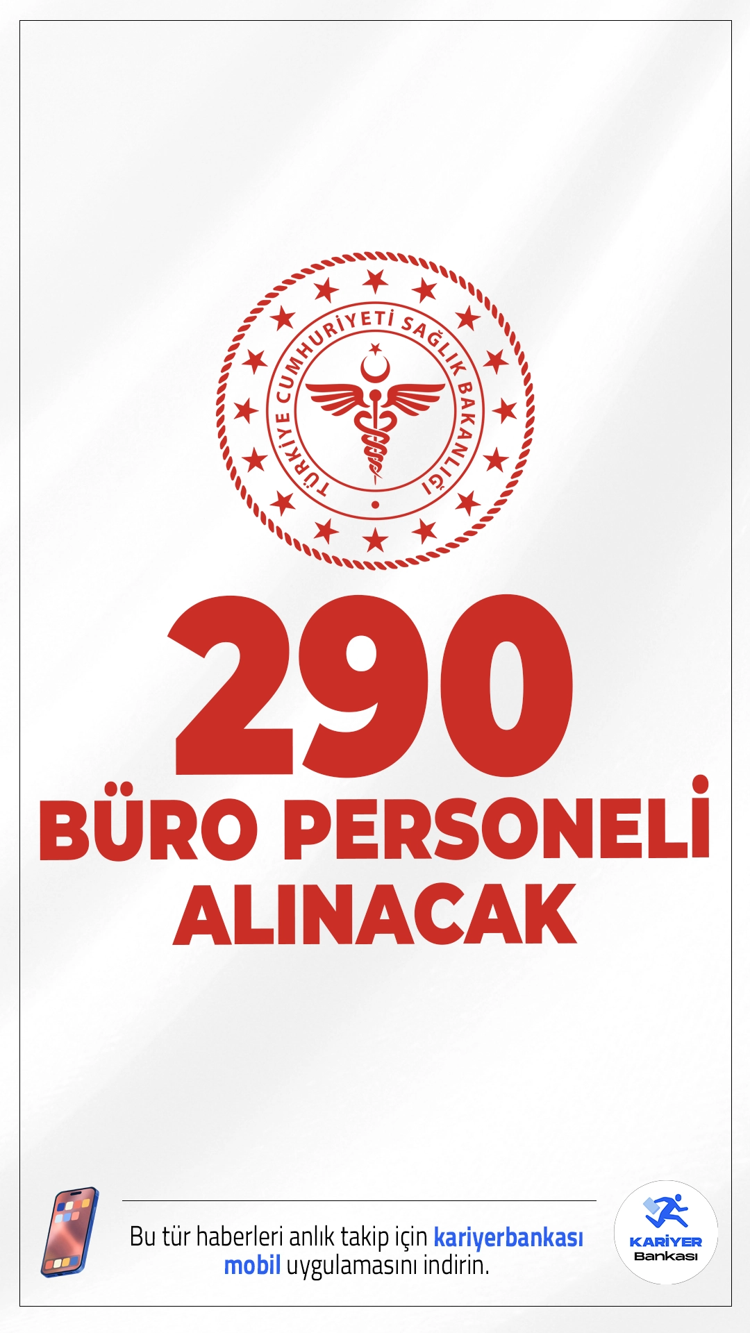 Sağlık Bakanlığı 290 Büro Personeli Alımı Yapacak.Sağlık Bakanlığı KPSS 2025/5 ile  büro personeli alımı yapacak. ÖSYM üzerinden yayımlanan tercih kılavuzuna göre, Sağlık Bakanlığına 15 bin 247 personel alımı kapsamında lisans mezunu adaylardan büro personeli alımı yapılacak.Başvurular 6 Ekim'e kadar sürecek.Başvuru yapacak adayların belirtilen genel ve özel şartları taşıması gerekmektedir.