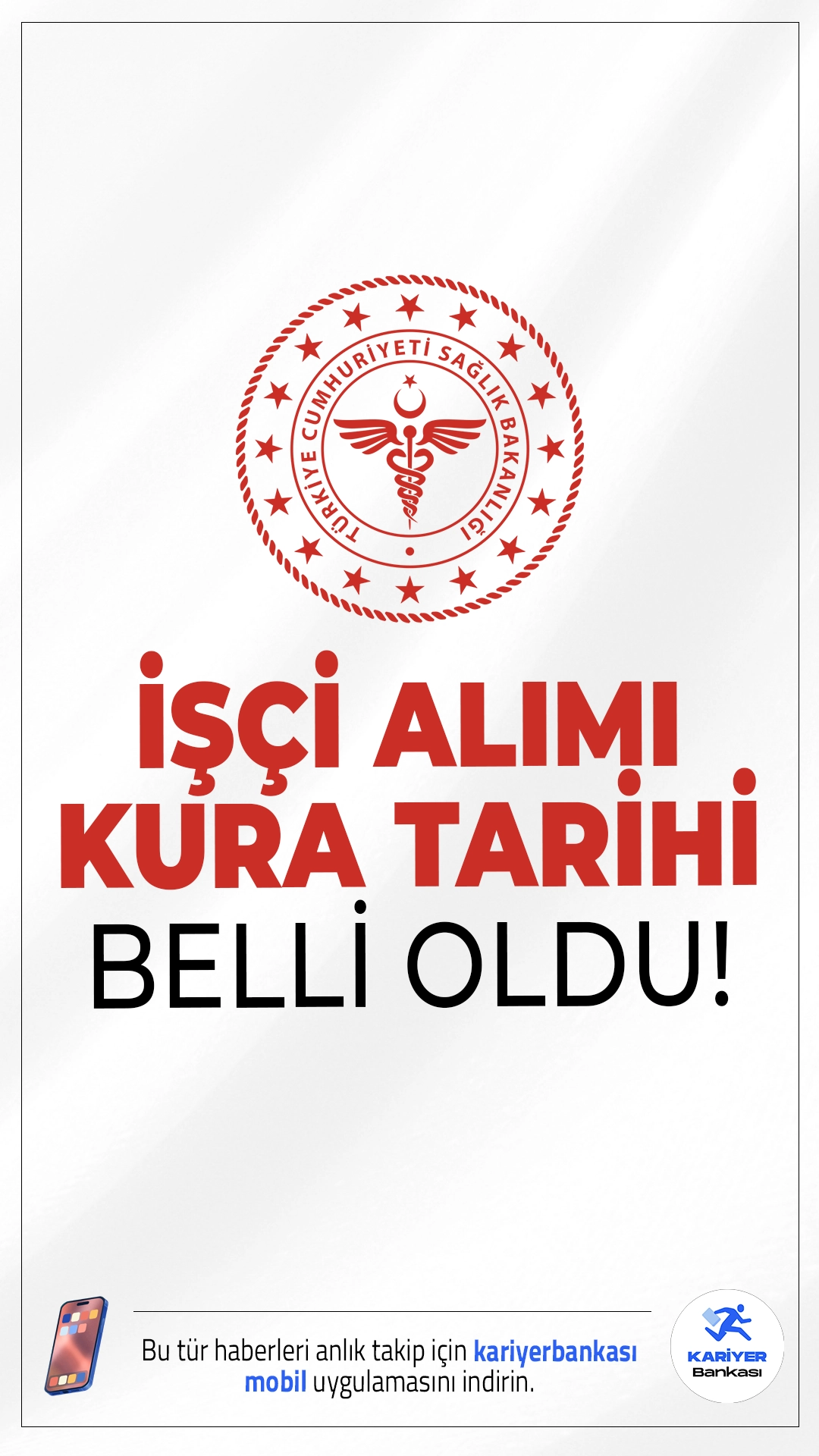 Sağlık Bakanlığı 2 Bin 764 İşçi Alımı Kura Tarihi Belli Oldu.Sağlık Bakanlığı farklı illerde görevlendirilmek üzere toplam 2 bin 764 sürekli işçi alımı başvuruları bugün (13 Ekim) sona eriyor. Başvuruların son gününe girdiğimiz bugün , başvuru yapan adaylar kura tarihini araştırmaya başladı. Kura sonuçları ve nihai listeler açıklandığında anında haberdar olmak ve kaçırmamak için mobil uygulamamızı buradan indirebilirsiniz.
