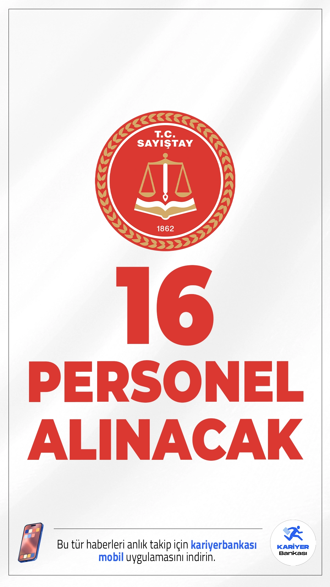 Sayıştay Başkanlığı 16 Personel Alımı Yapacak.Sayıştay Başkanlığı, Bilgi İşlem Birimi'nde görevlendirilmek üzere 3 sözleşmeli çözümleyici ve 13 sözleşmeli programcı alımı gerçekleştireceğini duyurdu. Alımlar, 657 sayılı Devlet Memurları Kanunu’nun 4/B maddesi kapsamında yapılacak olup, başvurular KPSS B grubu puan sıralamasına göre yapılacak sözlü sınav sonucuna göre belirlenecek.İşte şartlar ve başvuru bilgileri..
