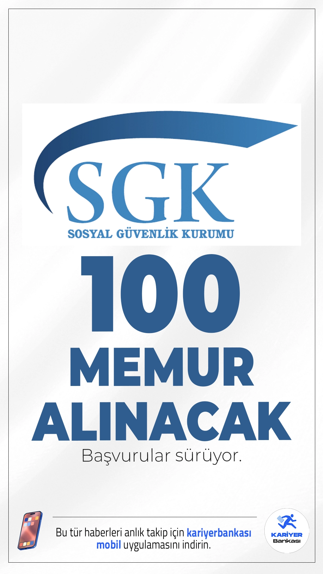SGK 100 Memur Alımı Başvuruları Sürüyor.Sosyal Güvenlik Kurumu (SGK) memur alımı için başvuru işlemleri devam ediyor.İlgili alım duyurusunda, SGK'nın taşra teşkilatında istihdam edilmek üzere Sosyal Güvenlik Denetmen Yardımcısı alımı yapılacağı aktarıldı. İşte şartlar ve başvuru bilgileri..