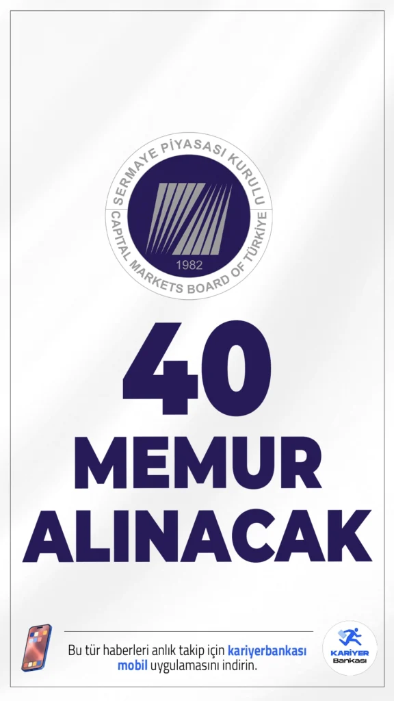 SPK 40 Memur Alımı Yapacak.Sermaye Piyasası Kurulu (SPK), Ankara Merkez ve İstanbul Temsilciliği’nde görevlendirilmek üzere 20 Uzman Yardımcısı ve 20 Uzman Hukukçu Yardımcısı alımı olmak üzere 40 memur alımı başvuruları sürüyor.Resmi duyuruya göre, personel alımı yazılı ve sözlü olmak üzere iki aşamalı sınavla gerçekleştirilecek.İşte şartlar ve başvuru bilgileri...