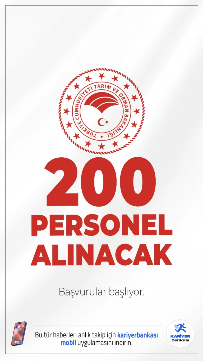 Tarım Bakanlığı 200 Personel Alımı Başvuruları Başlıyor.Resmi Gazete'de yayımlanan duyuruda, Tarım ve Orman Bakanlığına temizlik görevlisi, şoför, koruma ve güvenlik görevlisi, gıda mühendisi, ziraat mühendisi, veteriner hekim, ve su ürünleri mühendisi ünvanlarında olmak üzere toplam 200 personel alımı yapılacağı aktarıldı. Başvurular yarın(13 Ekim 2025) başlıyor.Başvuru yapacak adayların genel ve özel şartları sağlaması gerekmektedir. İşte şartlar ve başvuru bilgileri..