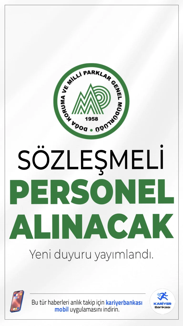 Tarım Bakanlığı Doğa Koruma ve Milli Parklar Genel Müdürlüğü (DKMP) 13 Personel Alımı Yapacak.Doğa Koruma ve Milli Parklar Genel Müdürlüğü, taşra teşkilatında istihdam edilmek üzere koruma ve güvenlik görevlisi ve tekniker alımı gerçekleştireceğini duyurdu. Alımlar, 657 sayılı Devlet Memurları Kanunu’nun 4/B maddesi kapsamında sözleşmeli olarak yapılacak. Pozisyonlar yalnızca İstanbul ili genelindeki tüm birimler için geçerli olacak.İşte şartlar..
