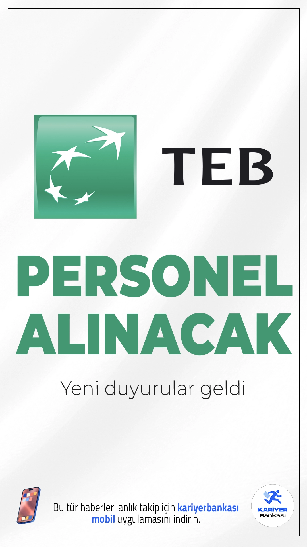 TEB Lise Mezunu Güvenlik Görevlisi, Şoför ve Gişe Personeli Alımı Yapacak.Türk Ekonomi Bankası (TEB), personel ihtiyacını karşılamak üzere İstanbul genelinde lise mezunu adaylara hitap eden üç farklı pozisyonda personel alımı gerçekleştireceğini duyurdu. Açık pozisyonlar; şube asistanı (gişe personeli), gece vardiyasında güvenlik görevlisi ve makam/havuz şoförü şeklinde sıralanıyor.