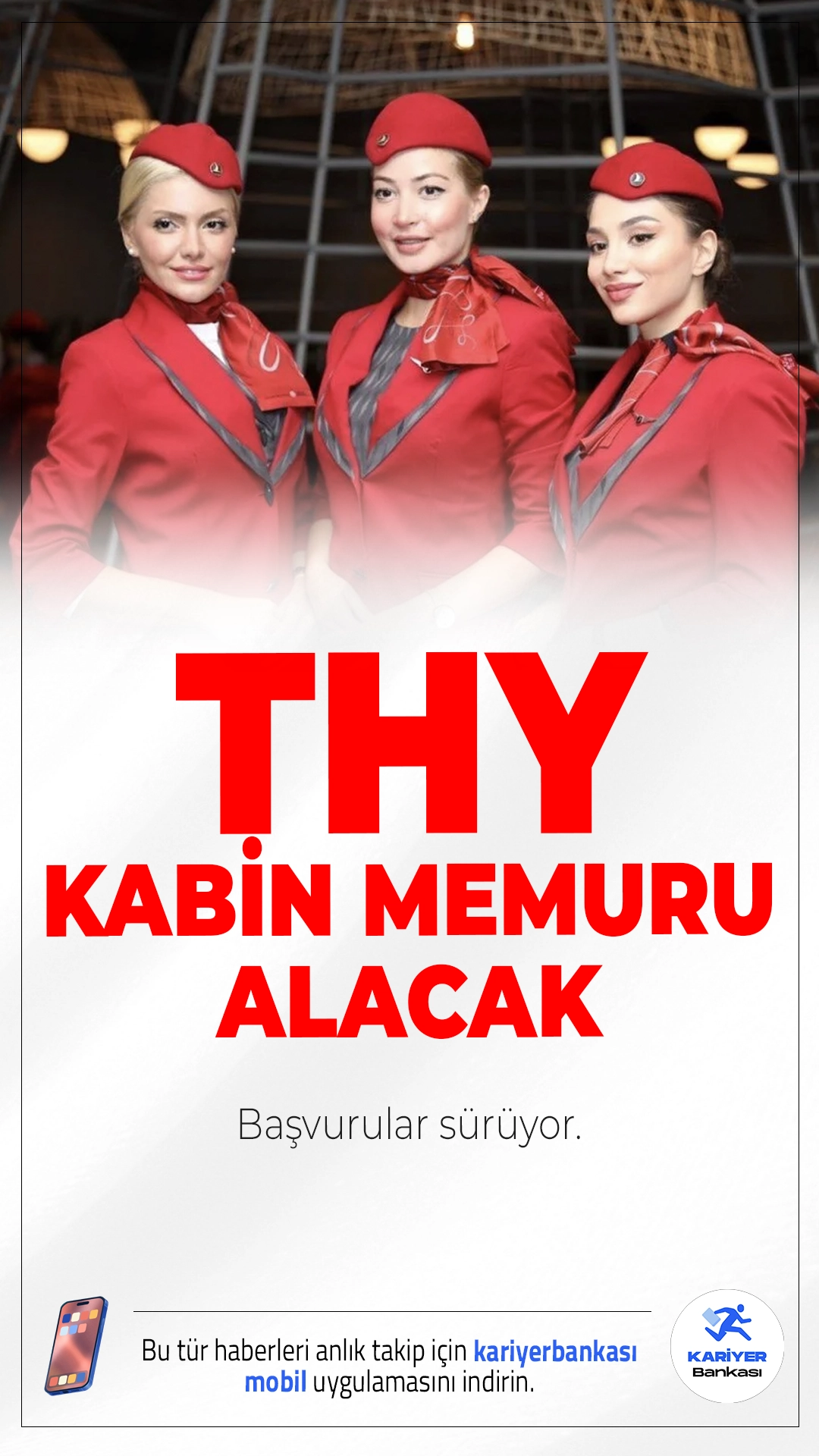 THY Kabin Memuru Alımı için Başvurular Sürüyor.Türk Hava Yolları (THY) kabin memuru alımı için başvuru işlemleri devam ediyor. İlgili alım duyurularında, THY'ye kadın ve erkek adaylardan olmak üzere kabin memuru alımı yapılacak. Alımlar, tecrübeli ve tecrübesiz adaylar için açık olup, kontenjanlar dolana kadar devam sürecek.Başvuru yapacak adayların genel ve özel şartları taşıması gerekmektedir.İşte şartlar ve başvuru sayfası...