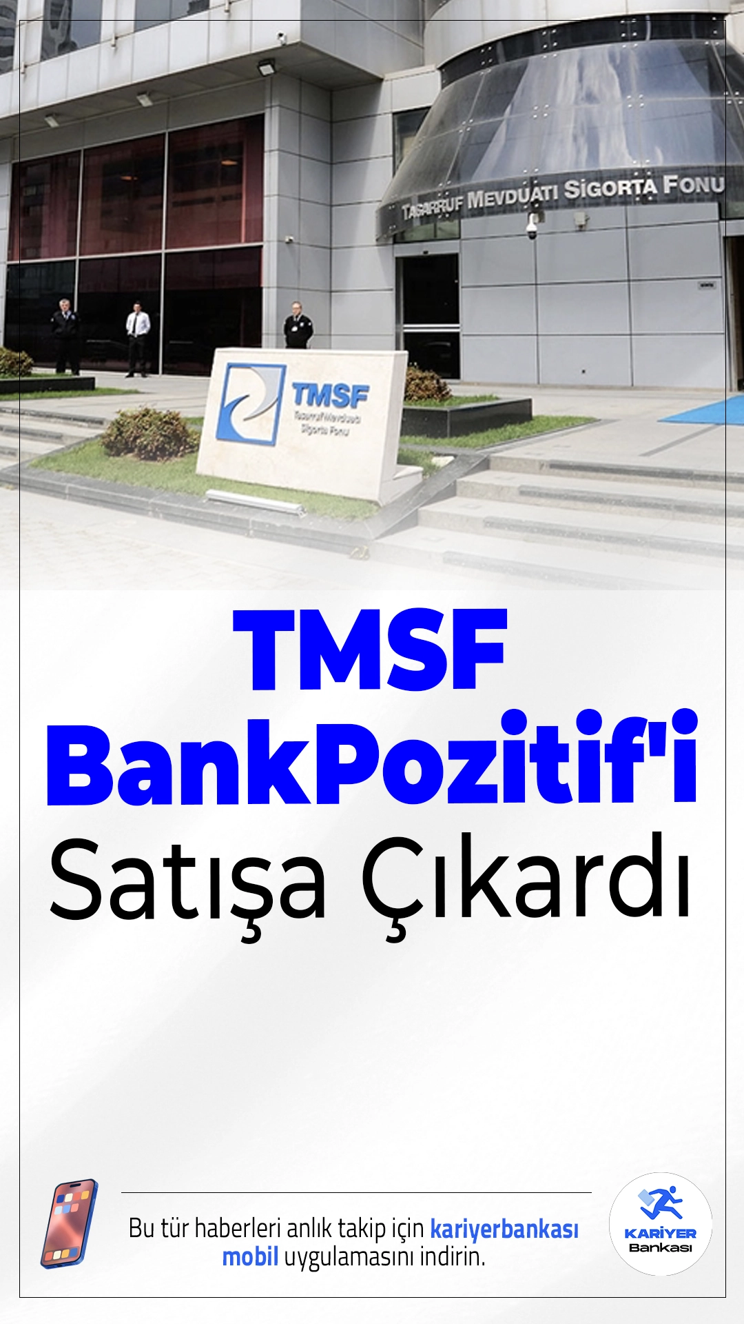 TMSF BankPozitif'i Satışa Çıkardı: İhale 12 Kasım'da Yapılacak.Tasarruf Mevduatı Sigorta Fonu (TMSF), BankPozitif'in yüzde 97'lik hissesini 1 milyar 100 milyon TL muhammen bedelle satışa sunuyor.