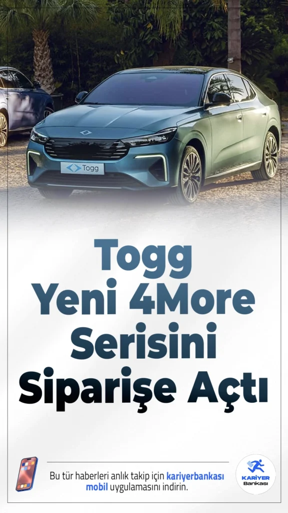 Togg, Dört Tekerlekten Çekişli Yeni 4More Serisini Tanıttı: Siparişler Başladı.Yüksek performans ve tasarımın buluştuğu Togg 4More serisi, çift motorlu yapısıyla dikkat çekiyor. Sınırlı üretimle sunulan modeller, Trumore üzerinden siparişe açıldı.