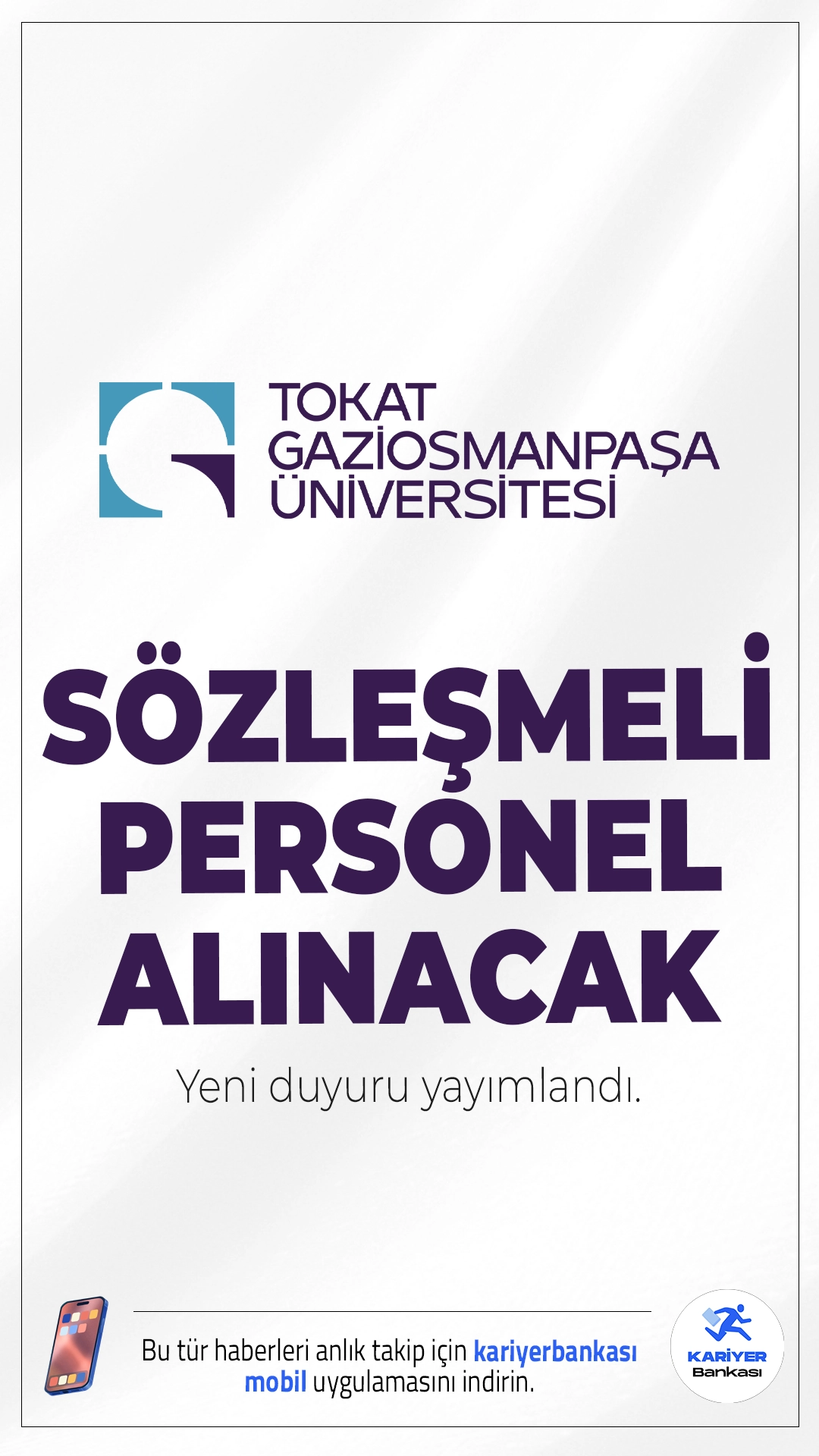 TOGÜ 7 Personel Alımı Yapacak.Tokat Gaziosmanpaşa Üniversitesi, bünyesinde görevlendirilmek üzere 657 sayılı Devlet Memurları Kanunu’nun 4/B maddesi kapsamında toplam 7 sözleşmeli personel alımı gerçekleştirecek. Alımlar, 2024 KPSS (B) grubu puan sıralaması esas alınarak yapılacak.Başvuru şartları ve kontenjanlar bu haberimizde.