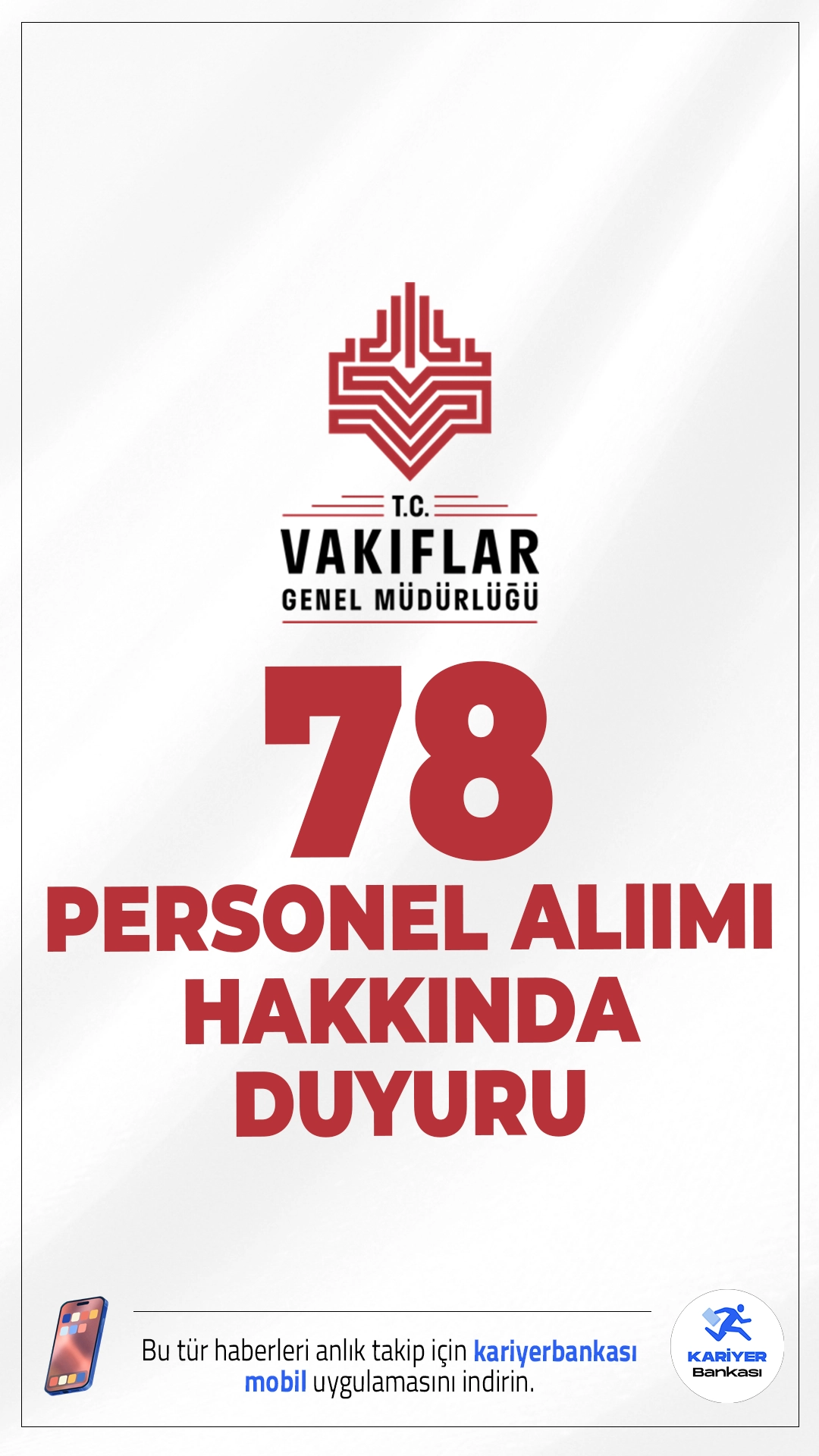 VGM 78 Personel Alımı Hakkında Duyuru Geldi. Vakıflar Genel Müdürlüğü sayfasından yayımlanan remsi duyuruda, VGM merkez ve taşra teşkilatına bağlı birimlerde 657 sayılı Devlet Memurları Kanunu’nun 4. maddesinin (B) fıkrasına göre istihdam edilmek üzere Sözleşmeli Personel alımı kapsamında, asıl listede yer alanlardan atamaya esas belgelerini teslim etmeyen veya feragat edenlerin yerine yedek listeden giren adayların listesinin yayımlandığı aktarıldı.