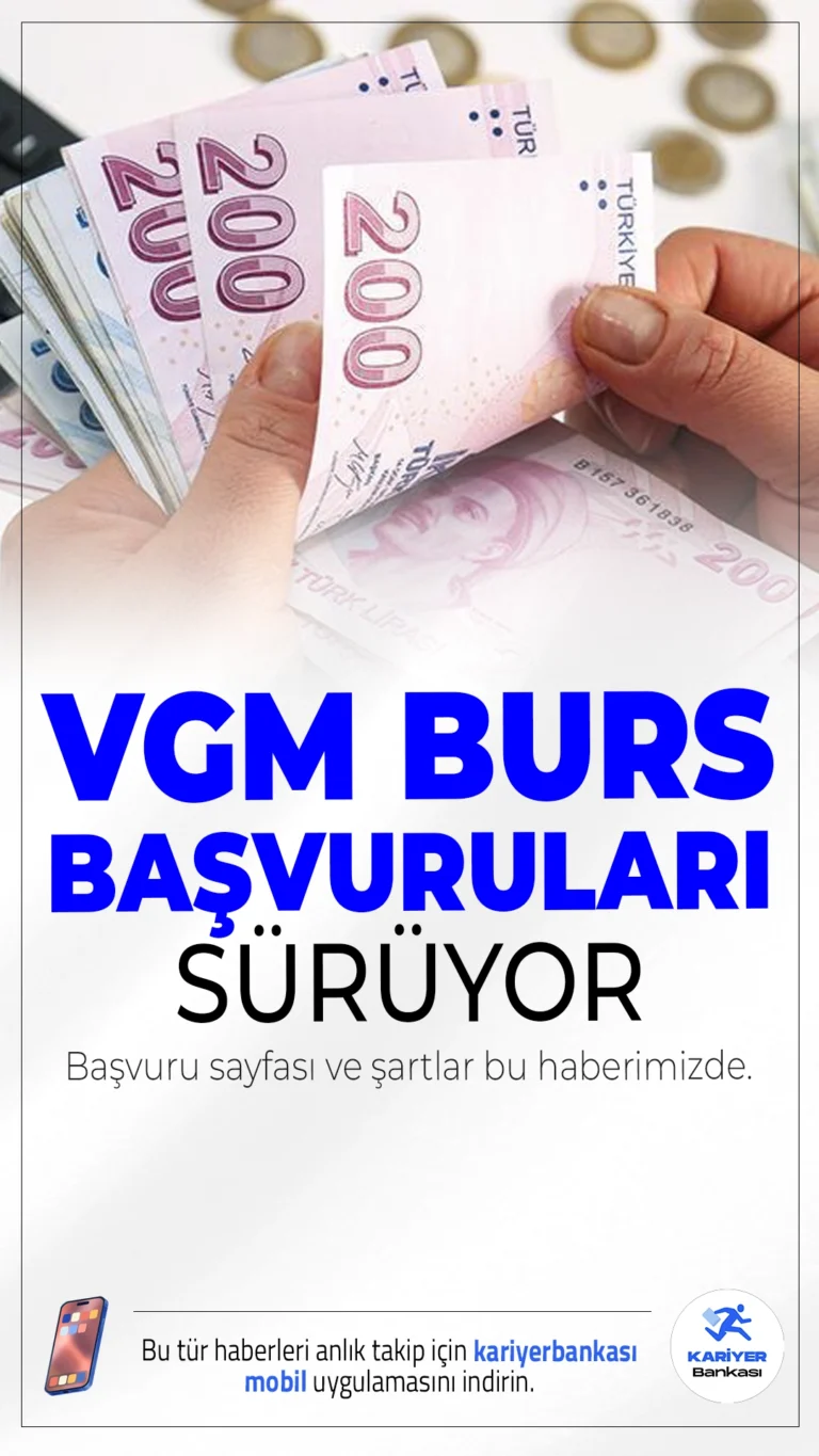 VGM 1250 TL Burs Başvuruları Sürüyor.Vakıflar Genel Müdürlüğü (VGM) tarafından 2025-2026 eğitim yılında devlet okulunda okuyan öğrencilere verilen, ayda 1.250 TL burs başvuruları devam ediyor.Başvuru işlemleri 15 Ekim 2025 tarihinde sona erecek. İşte tüm detaylar...