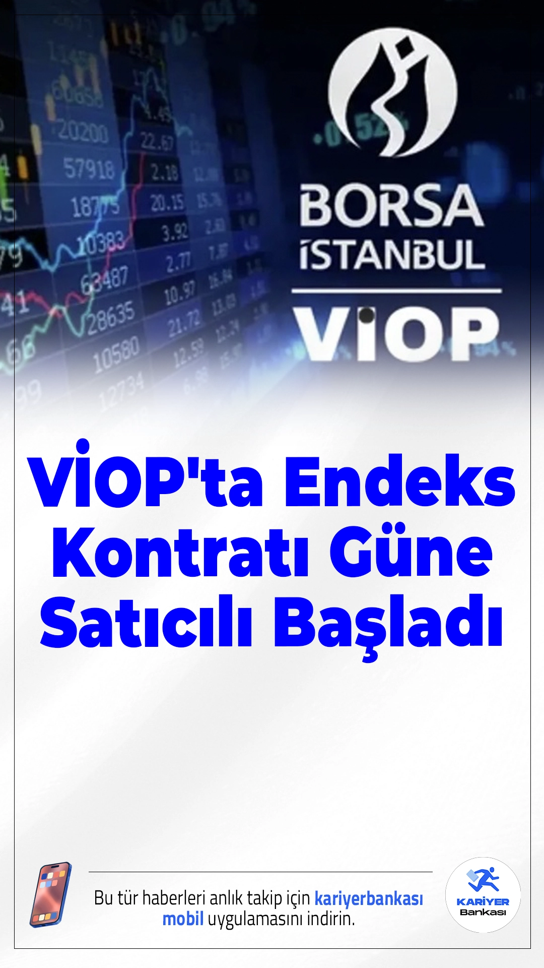 VİOP'ta Endeks Kontratı Güne Satıcılı Başladı.BIST 30 endeksine dayalı ekim vadeli kontrat, güne yüzde 0,17'lik düşüşle başladı. Yatırımcılar gözlerini TCMB'nin faiz kararına çevirdi.