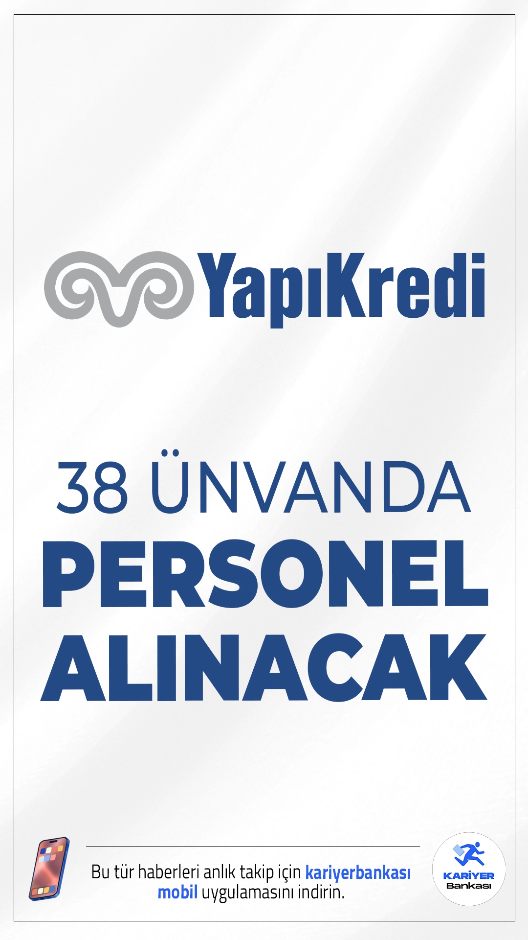 Yapı Kredi Bankası 38 Ünvanda Personel Alımı Yapacak.Yapı Kredi Bankası, 2025 yılı itibarıyla Türkiye genelinde faaliyet gösteren şubelerinde görevlendirilmek üzere 38 farklı ünvanda personel alımı gerçekleştireceğini duyurdu. Alımlar, farklı şehirlerde ve birçok pozisyonda yapılacak olup, başvurular internet üzerinden online olarak alınacak.