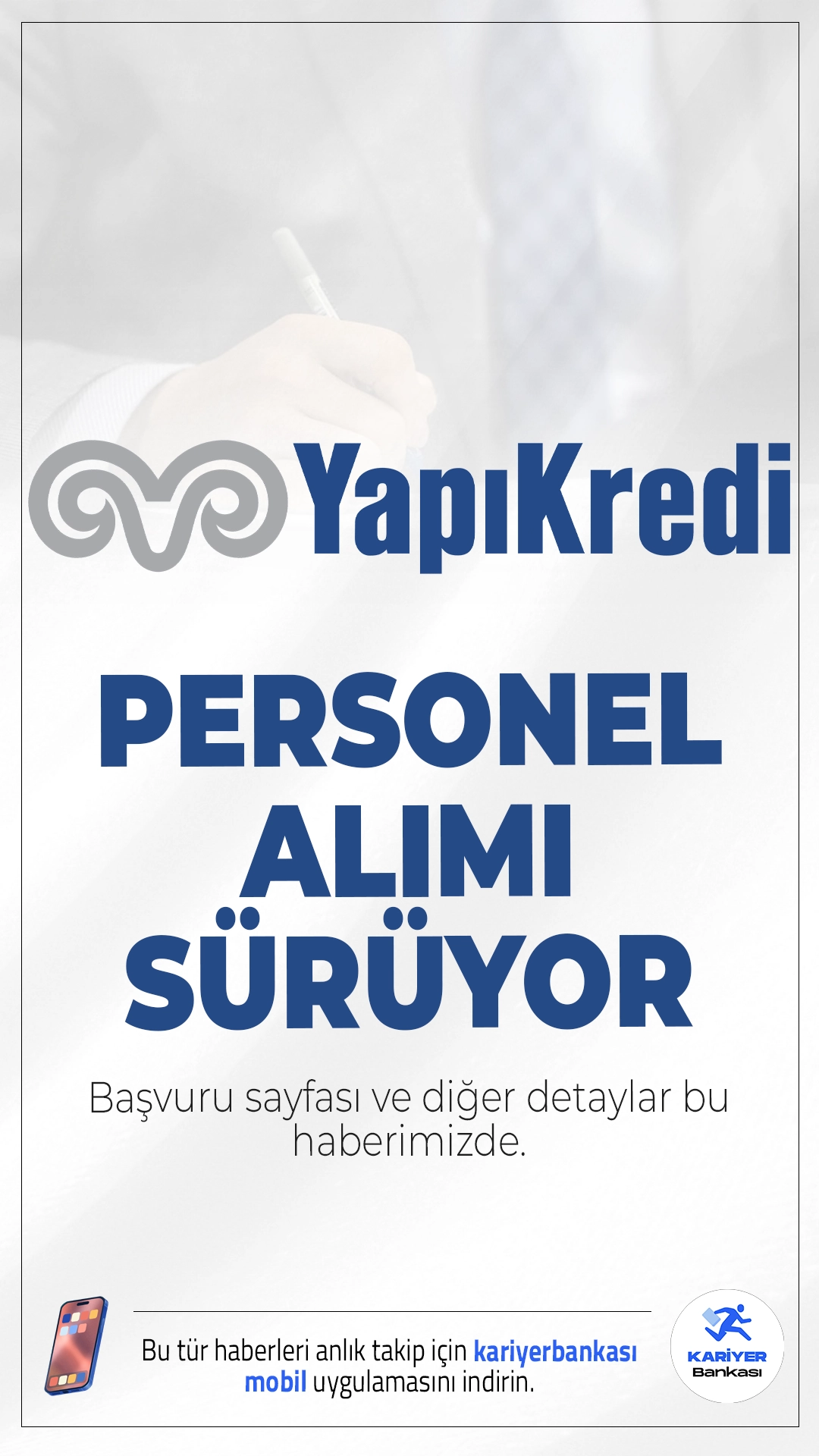 Yapı Kredi Ekim 2025 Personel Alımı Sürüyor.Türkiye'nin önde gelen özel bankalarından Yapı Kredi Bankası, Ekim 2025 itibariyle birçok farklı pozisyonda yeni personel alımı yapacak. Farklı şehirlerde görevlendirilmek üzere yapılacak bu alımlarda hem yeni mezunlara hem de deneyimli adaylara hitap eden pozisyonlar yer alıyor.İşte şartlar ve kadrolar...