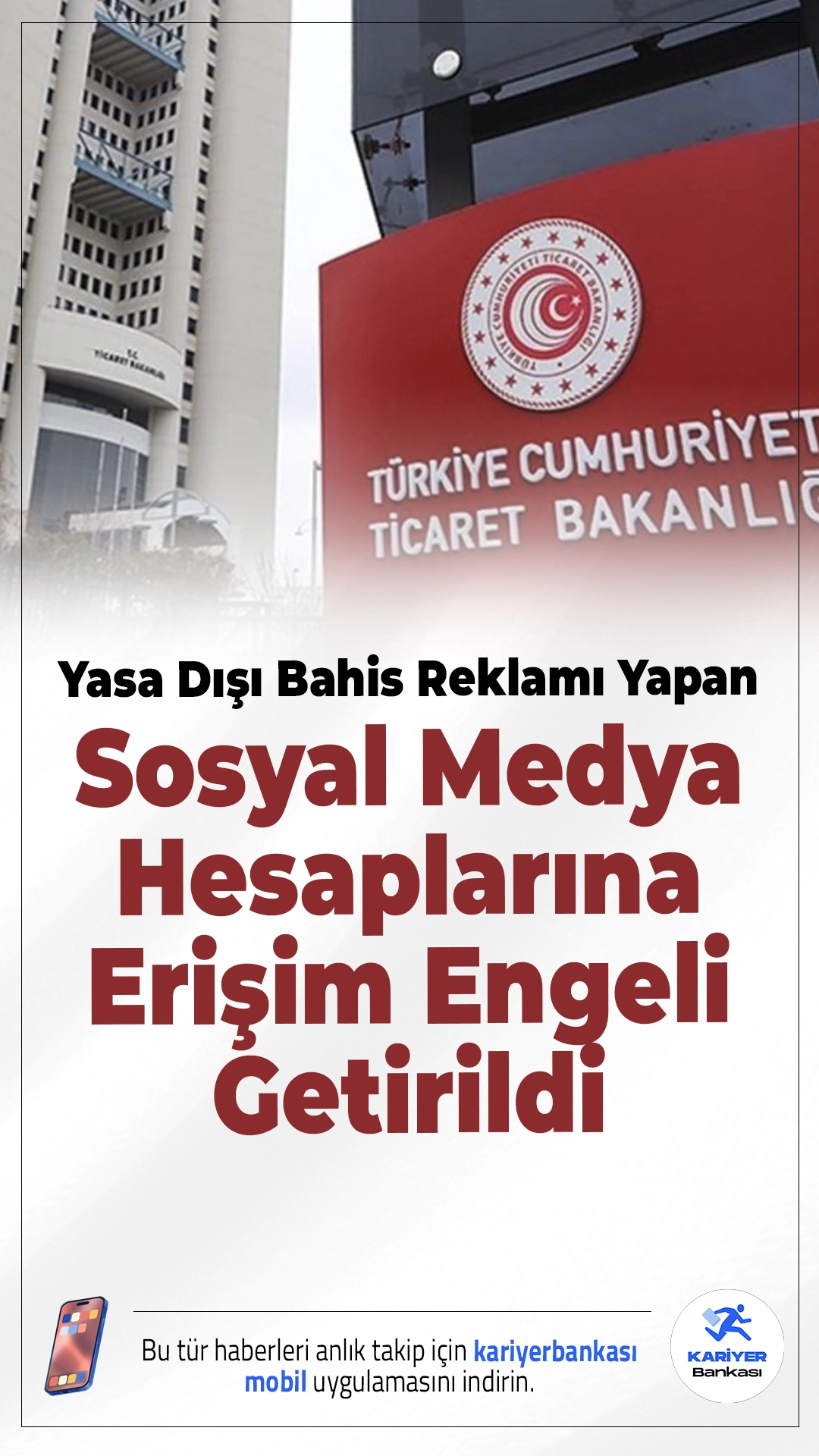 Yasa Dışı Bahis Reklamı Yapan Sosyal Medya Hesaplarına Erişim Engeli Getirildi.Yüksek takipçili 10 sosyal medya hesabı, yasa dışı bahis ve kumar reklamları yaptığı gerekçesiyle erişime kapatıldı. Karar, Reklam Kurulu’nun son toplantısında alındı.