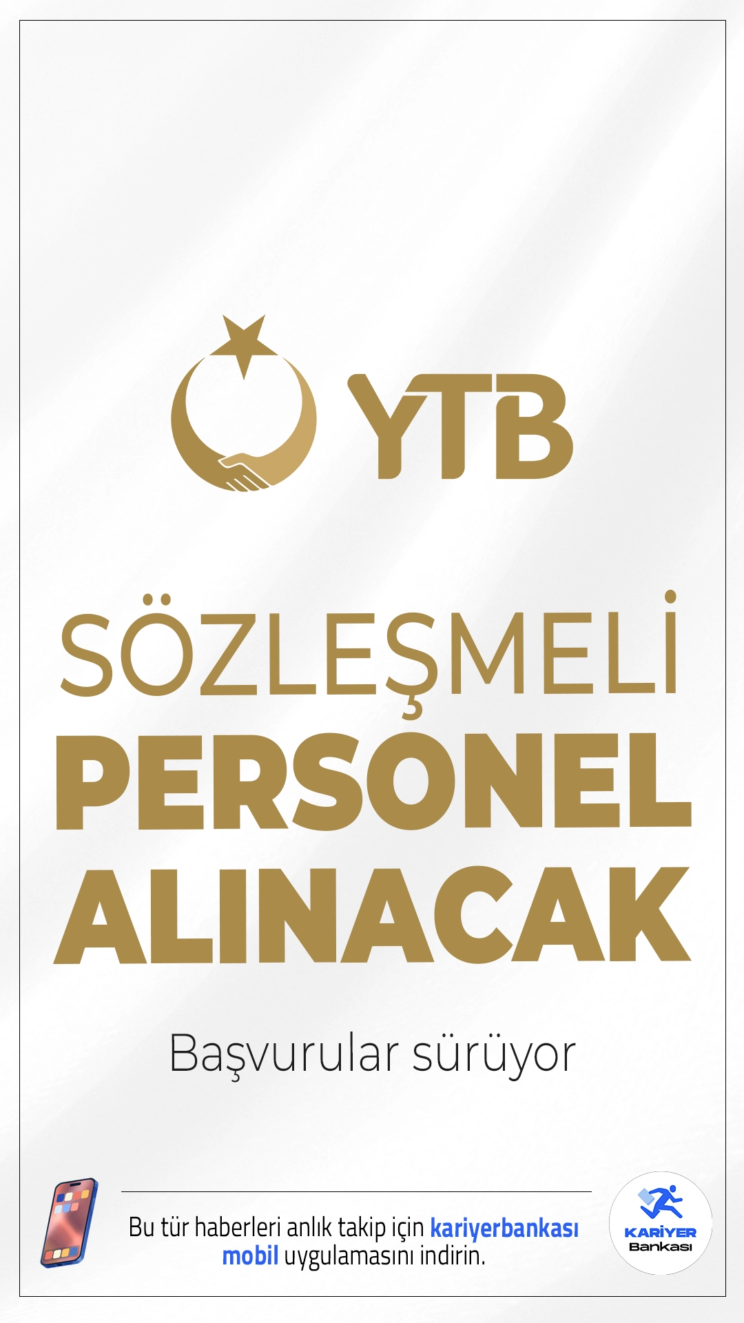 YTB 24 Personel Alımı Başvurusu Sürüyor.Yurtdışı Türkler ve Akraba Topluluklar Başkanlığı (YTB), sözleşmeli personel alımı için başvuru işlemleri devam ediyor.İlgili alım duyurusuna göre, YTB'ye koruma ve güvenlik görevlisi, büro personeli, destek personeli( temizlik görevlisi, şoför) ünvanlarında personel alımı yapılacak. Başvuru yapacak adayların genel ve özel şartları sağlaması gerekmektedir.