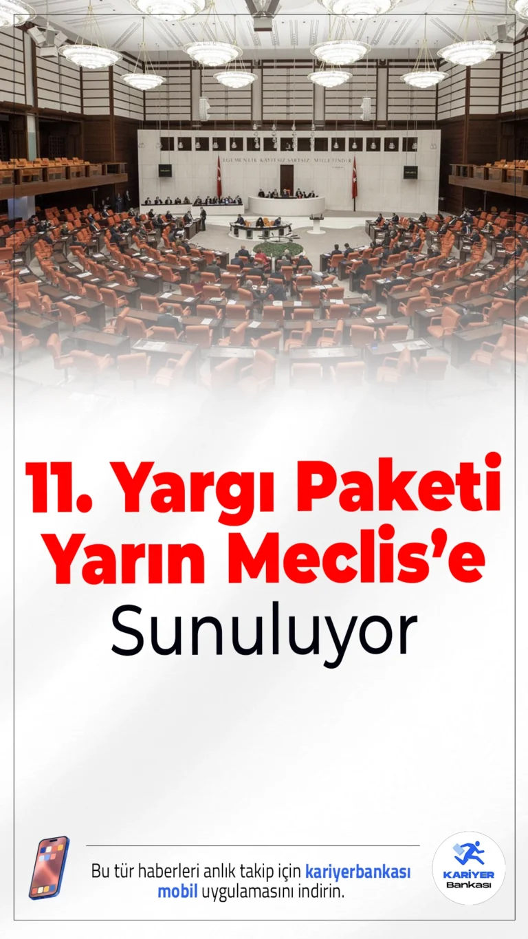 11. Yargı Paketi Yarın Meclis’e Sunuluyor: Suç Örgütlerine ve Bilişim Suçlarına Yeni Düzenlemeler Geliyor.AK Parti Grup Başkanı Abdullah Güler’in açıklamasına göre 11. Yargı Paketi yarın Türkiye Büyük Millet Meclisi’ne sunulacak. Paket, organize suç örgütlerinden bilişim suçlarına, trafik güvenliğinden infaz düzenlemelerine kadar çok sayıda önemli düzenlemeyi kapsıyor.