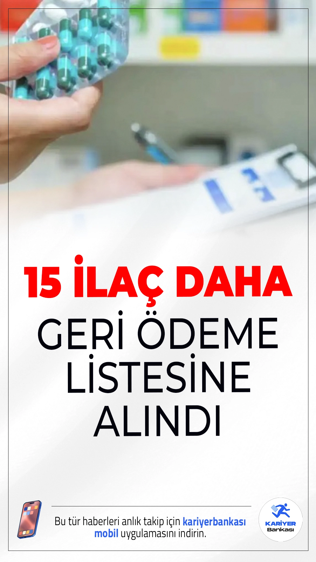 Çalışma Bakanı Duyurdu:15 İlaç Geri Ödeme Listesine Alındı.Çalışma ve Sosyal Güvenlik Bakanı Vedat Işıkhan, aralarında kanser tedavisinde kullanılanların da bulunduğu 15 ilacın daha SGK tarafından geri ödeme listesine alındığını açıkladı.