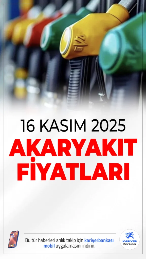 16 Kasım 2025 Güncel Akaryakıt Fiyatları: Benzin, Motorin ve LPG Ne Kadar Oldu?Brent petrol ve döviz kurundaki değişimlerle birlikte akaryakıt fiyatlarında yeni seviyeler oluştu. İşte İstanbul, Ankara ve İzmir’de güncel benzin, motorin ve LPG litre fiyatları…
