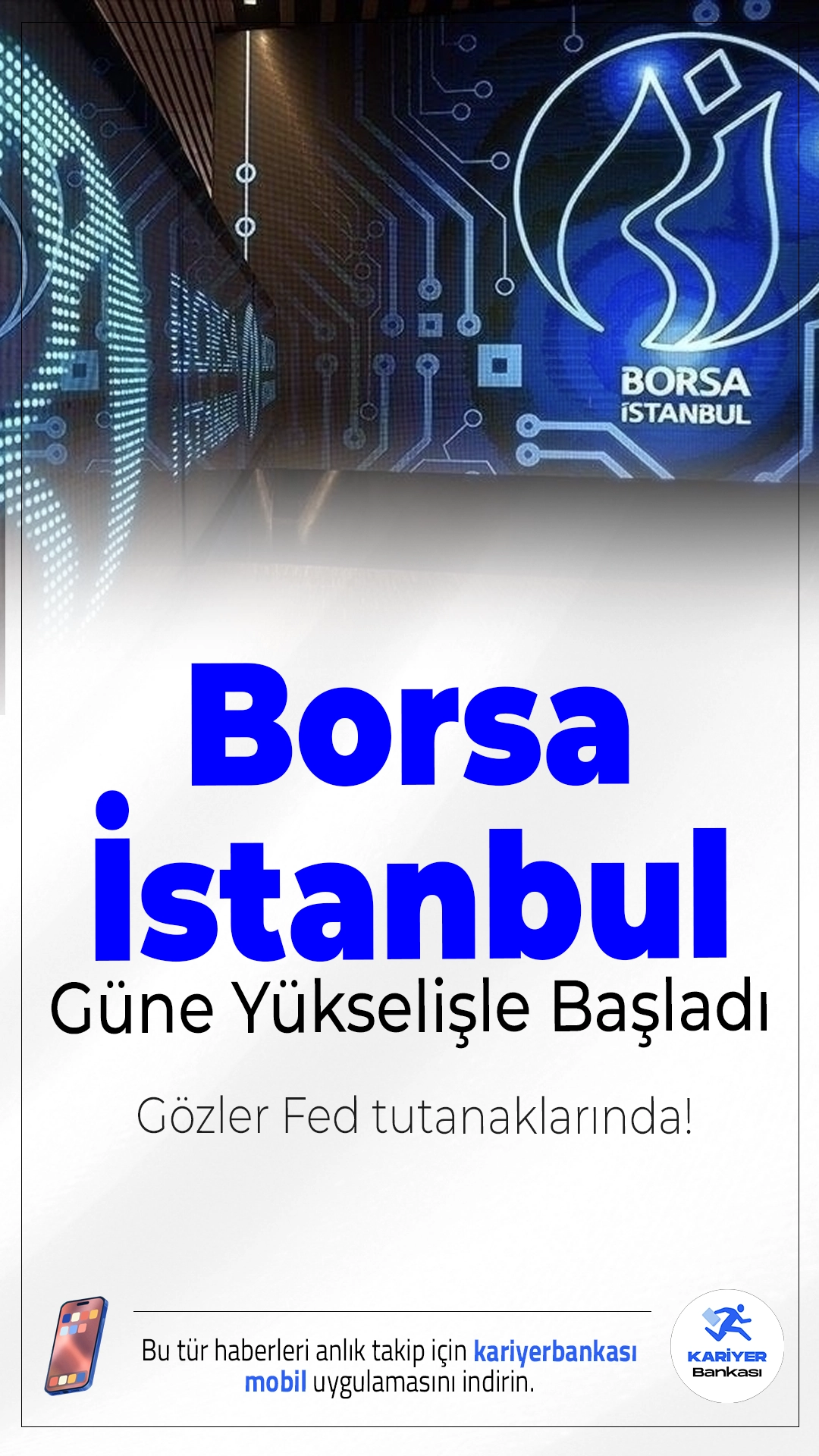 Borsa İstanbul Güne Yükselişle Başladı.Borsa İstanbul’da yükseliş eğilimi devam ediyor. BIST 100 endeksi, haftanın yeni gününe %0,40 artışla 10.772 puandan başladı. Küresel piyasalarda ise gözler ABD Merkez Bankası'nın (Fed) tutanaklarına çevrildi.