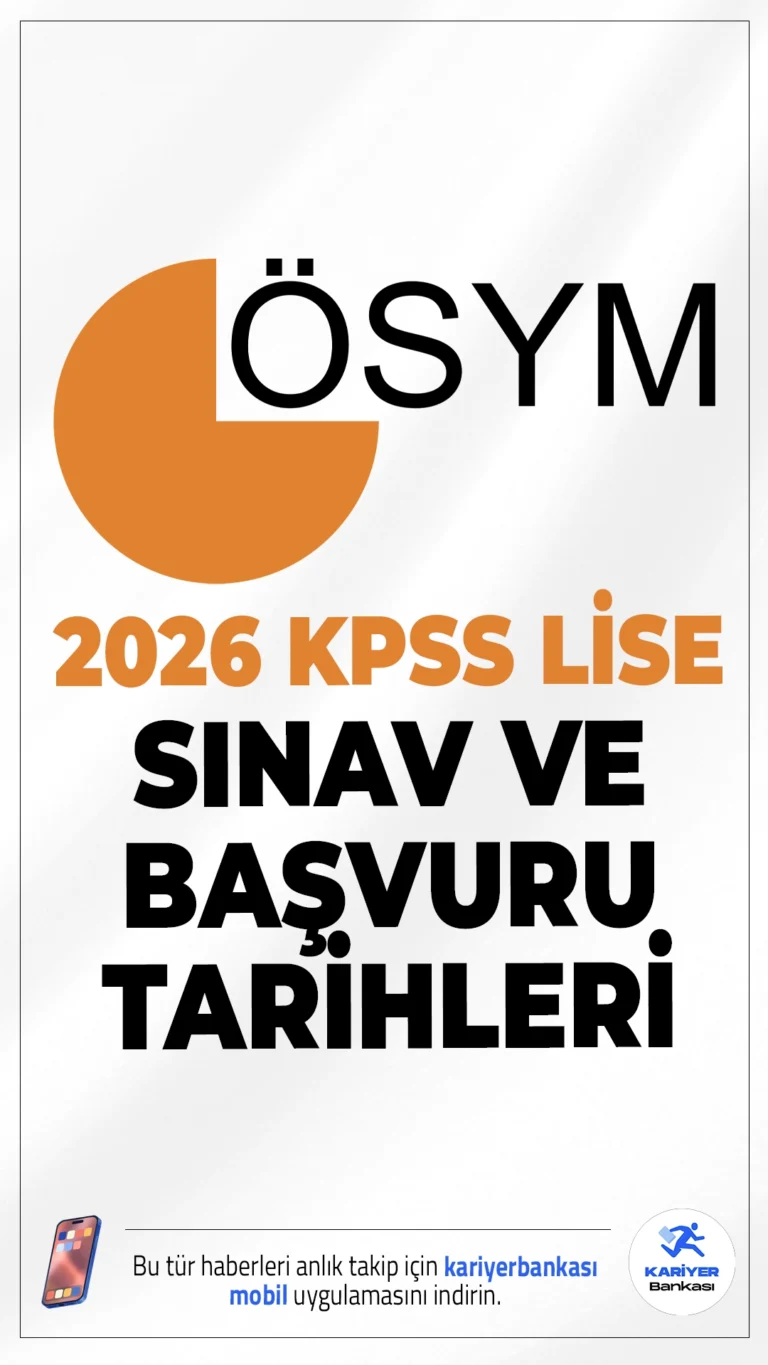 2026 KPSS Lise/Ortaöğretim Başvuru ve Sınav Tarihi Açıklandı.2026 yılında lise mezunlarının kamuda görev almak için katılacağı KPSS Ortaöğretim sınavının başvuru ve sınav tarihleri belli oldu.