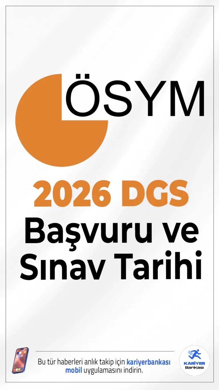 2026 DGS Başvuru ve Sınav Takvimi Açıklandı.Önlisans mezunlarının lisans eğitimine geçiş yapabilmesi için uygulanan DGS'nin 2026 yılı takvimi ÖSYM tarafından açıklandı. Başvuru ve sınav tarihleri netleşti.