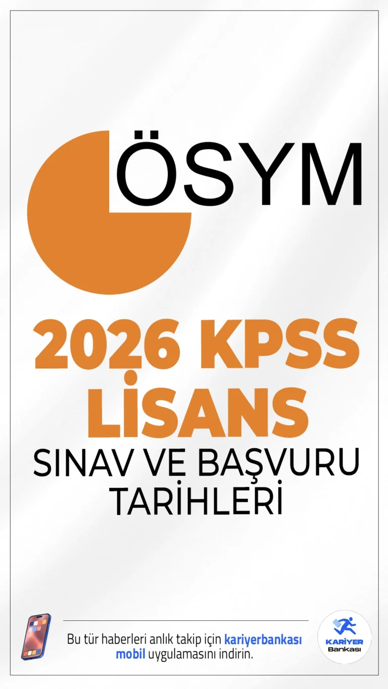2026 KPSS Lisans Başvuru ve Sınav Tarihleri Belli Oldu.ÖSYM, 2026 yılı KPSS sınav takvimini yayımladı. Lisans düzeyi KPSS oturumları Eylül ayında yapılacak. Adaylar için başvuru süreci Temmuz’da başlıyor.