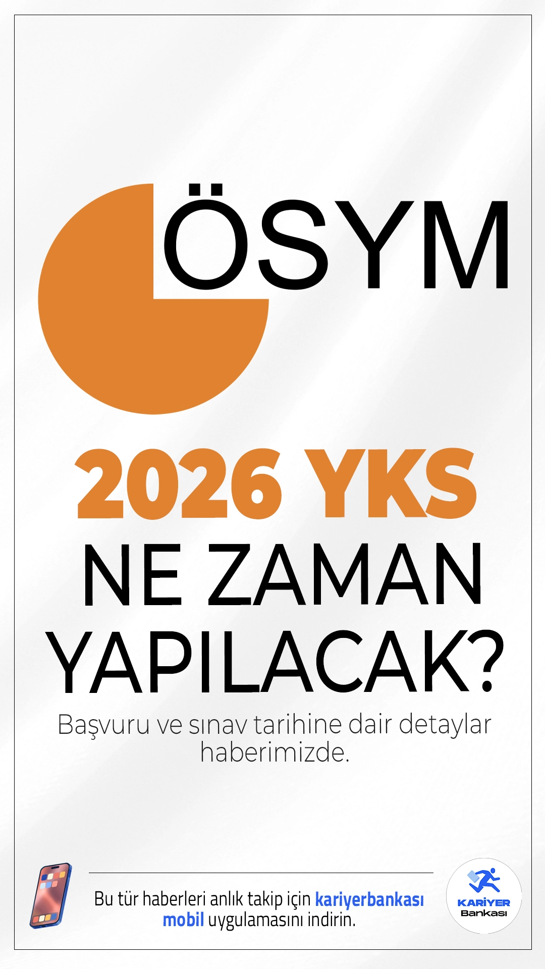 2026 YKS Başvuru ve Sınav Tarihleri Açıklandı.2026 yılında üniversiteye giriş yapacak adaylar için YKS başvuru ve sınav takvimi belli oldu. Sınav 20-21 Haziran’da, sonuçlar ise 22 Temmuz’da açıklanacak.