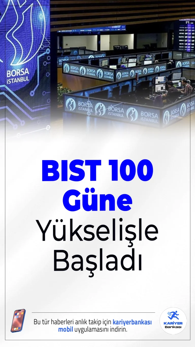 BIST 100 Güne Yükselişle Başladı: Endeks 10.973,54 Puanda.Borsa İstanbul'da BIST 100 endeksi, haftanın yeni işlem gününe yüzde 0,54 artışla 10.973,54 puandan başladı. Bankacılık endeksi öne çıkarken, gayrimenkul yatırım ortaklıkları geriledi.