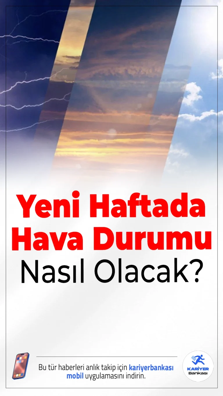 Yeni Haftada Hava Durumu Nasıl Olacak?Yeni haftada yurdun büyük bölümünde yağış beklenmezken, sıcaklıklar mevsim normallerinin üzerinde seyredecek. Ancak hafta ortasından itibaren kuzey ve batı kesimlerde sıcaklıklarda hafif bir düşüş yaşanması bekleniyor.