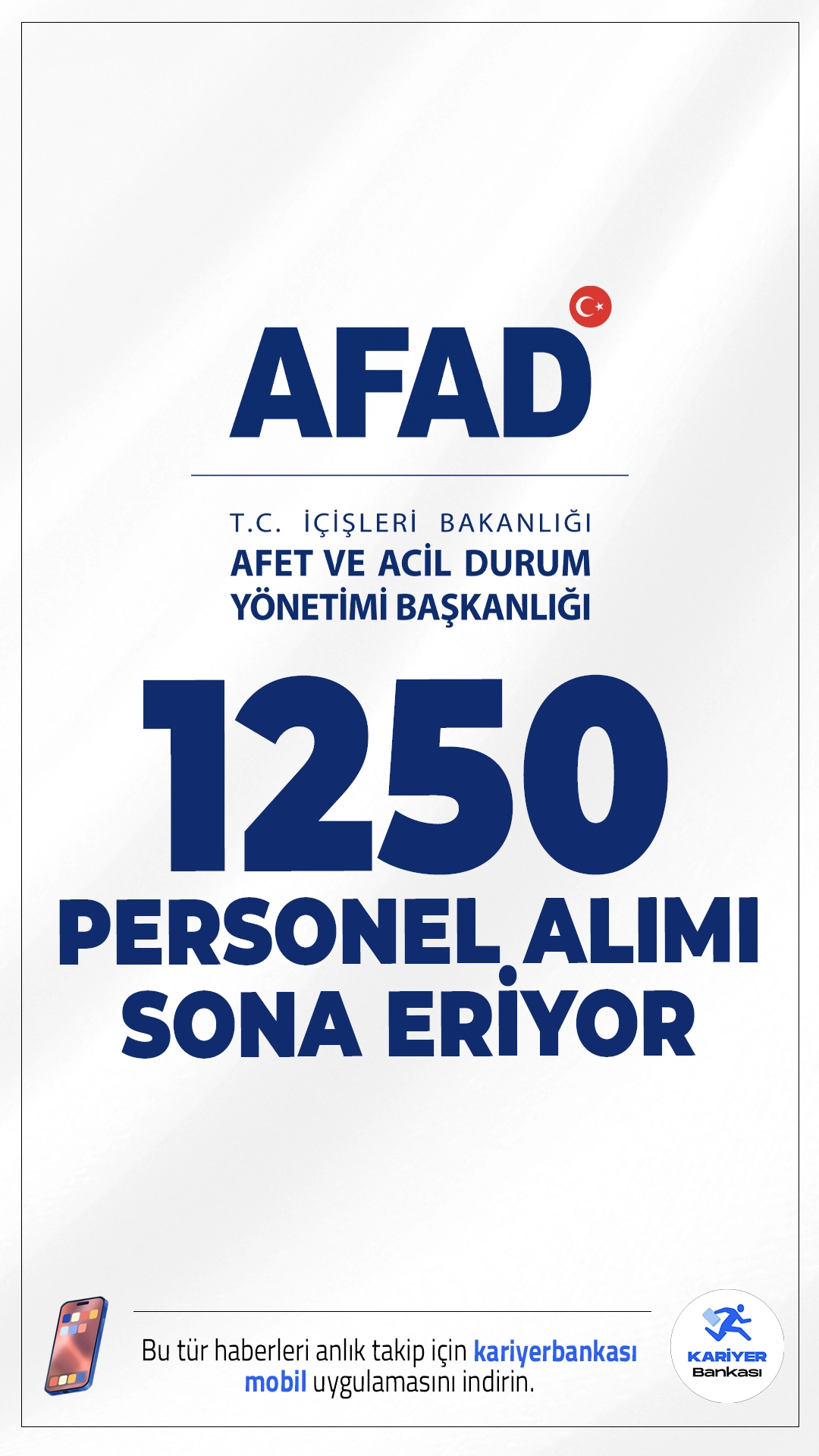 AFAD 1250 Personel Alımı Başvurusu Sona Eriyor.Afet ve Acil Durum Yönetimi Başkanlığı (AFAD) personel alımı başvurularında sona gelindi.İlgili alım duyurusunda, AFAD'a 77 arama ve kurtarma teknikeri ve 1273 arama ve kurtarma teknisyeni ünvanlarında toplamda 1250 sözleşmeli personel alımı yapılacağı aktarıldı.İllere göre kontenjanlar ve şartlar bu haberimizde.