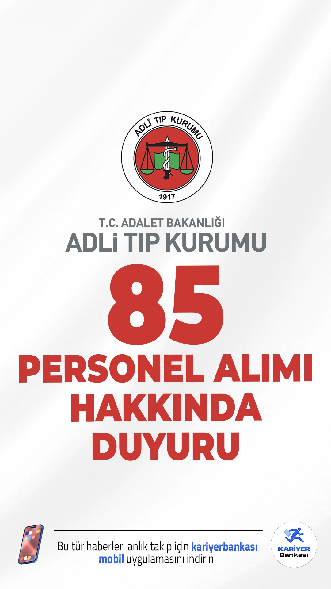 ATK 85 Personel Alımı Hakkında Duyuru Yayımlandı.Adli Tıp Kurumu sayfasından yayımlanan duyuruda, başvuruları 23 Ekim – 05 Kasım 2025 tarihleri arasında Cumhurbaşkanlığı Kariyer Kapısı üzerinden yapılan 85 personel alımı kapsamında sonuçların açıklandığı aktarıldı.