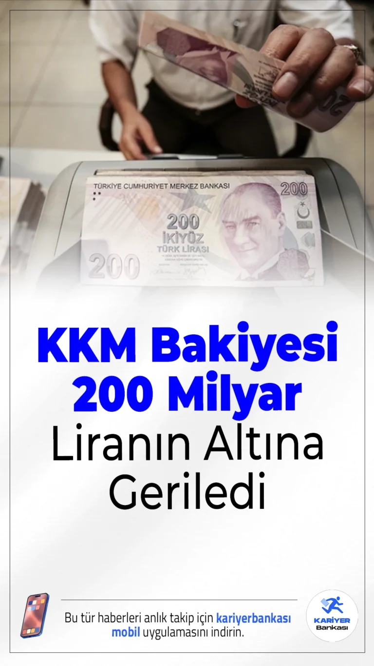 KKM Bakiyesi 200 Milyar Liranın Altına Geriledi.Kur Korumalı Mevduat (KKM) hesaplarındaki toplam bakiye, geçen hafta 34 milyar liralık düşüşle 171 milyar liraya indi. Böylece KKM’nin toplam mevduatlar içindeki payı yüzde 0,67’ye kadar geriledi.