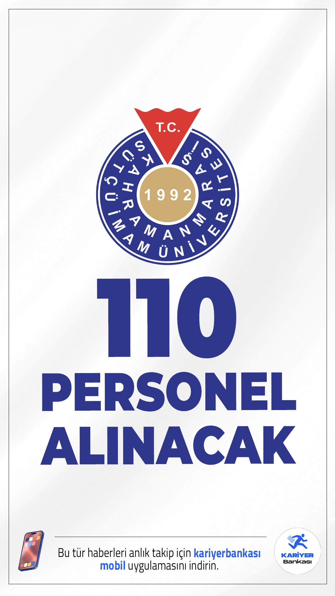 KSÜ 110 Personel Alımı Yapacak.Kahramanmaraş Sütçü İmam Üniversitesi (KSÜ), 110 sözleşmeli personel alımı yapacağını duyurdu. Çeşitli ünvanlarda gerçekleştirilecek alımlar için adaylar, KPSS puanlarına göre değerlendirilecek.Başvuru şartları ve diğer detaylar bu haberimizde.